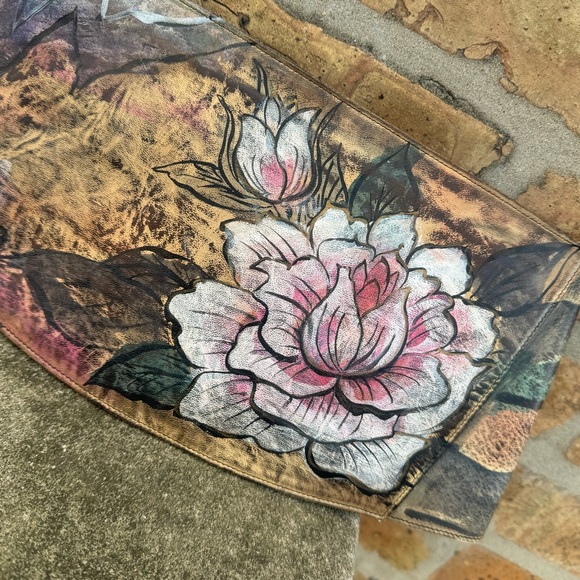 Jane Yoo BB1003 Abstract Hand Painted Leather Belt - Picture 4 of 6